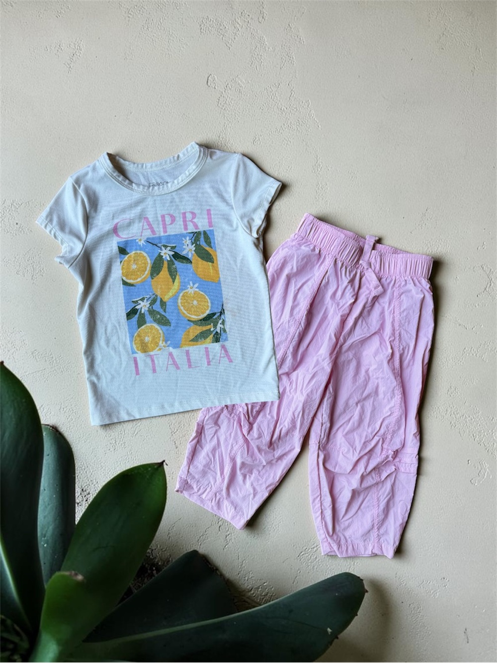 Grayson Mini Capri Italia Lemon Shirt & Pink Parachute Pants - 3T